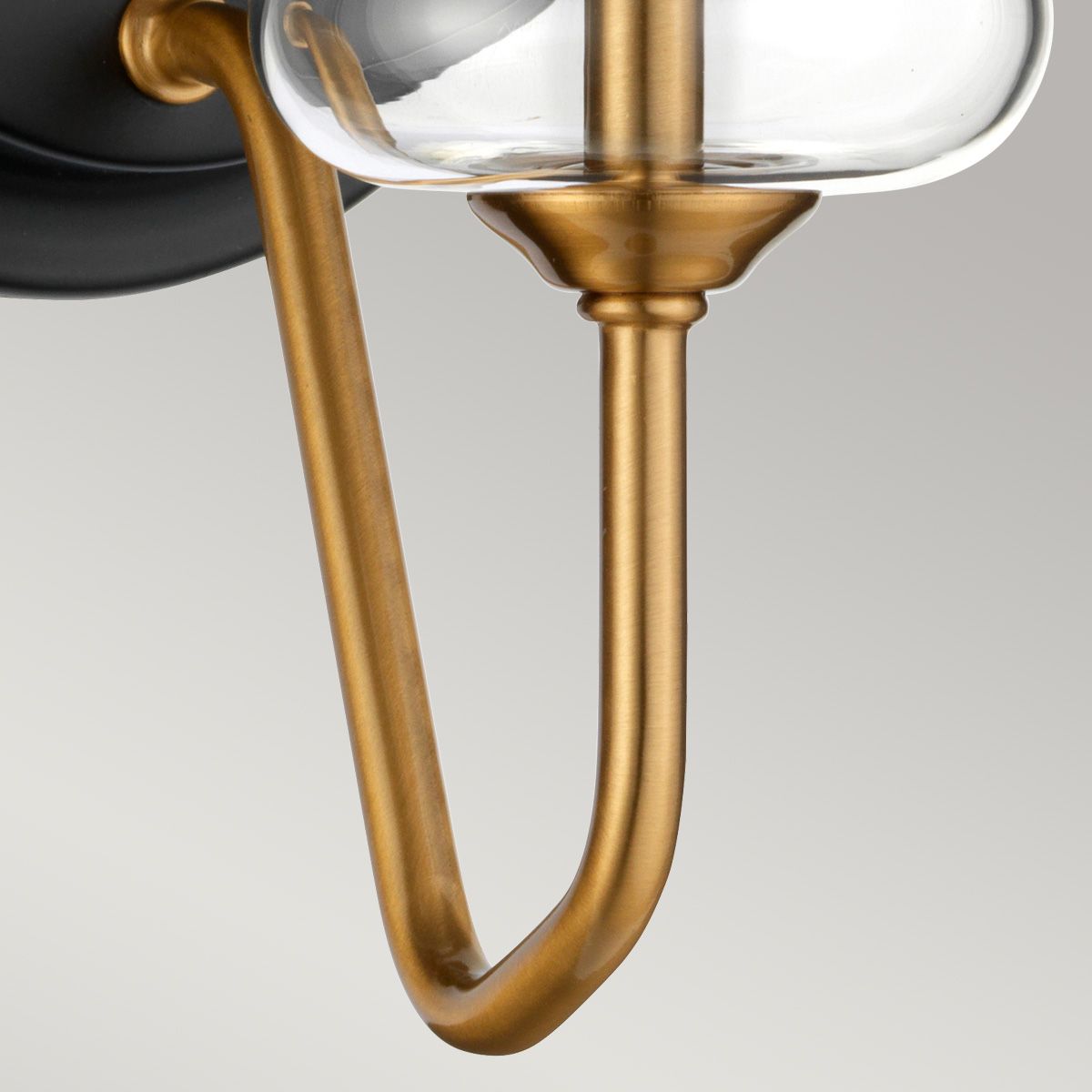 Exquisite Aged Brass Wall Sconce with Charcoal Black Accents