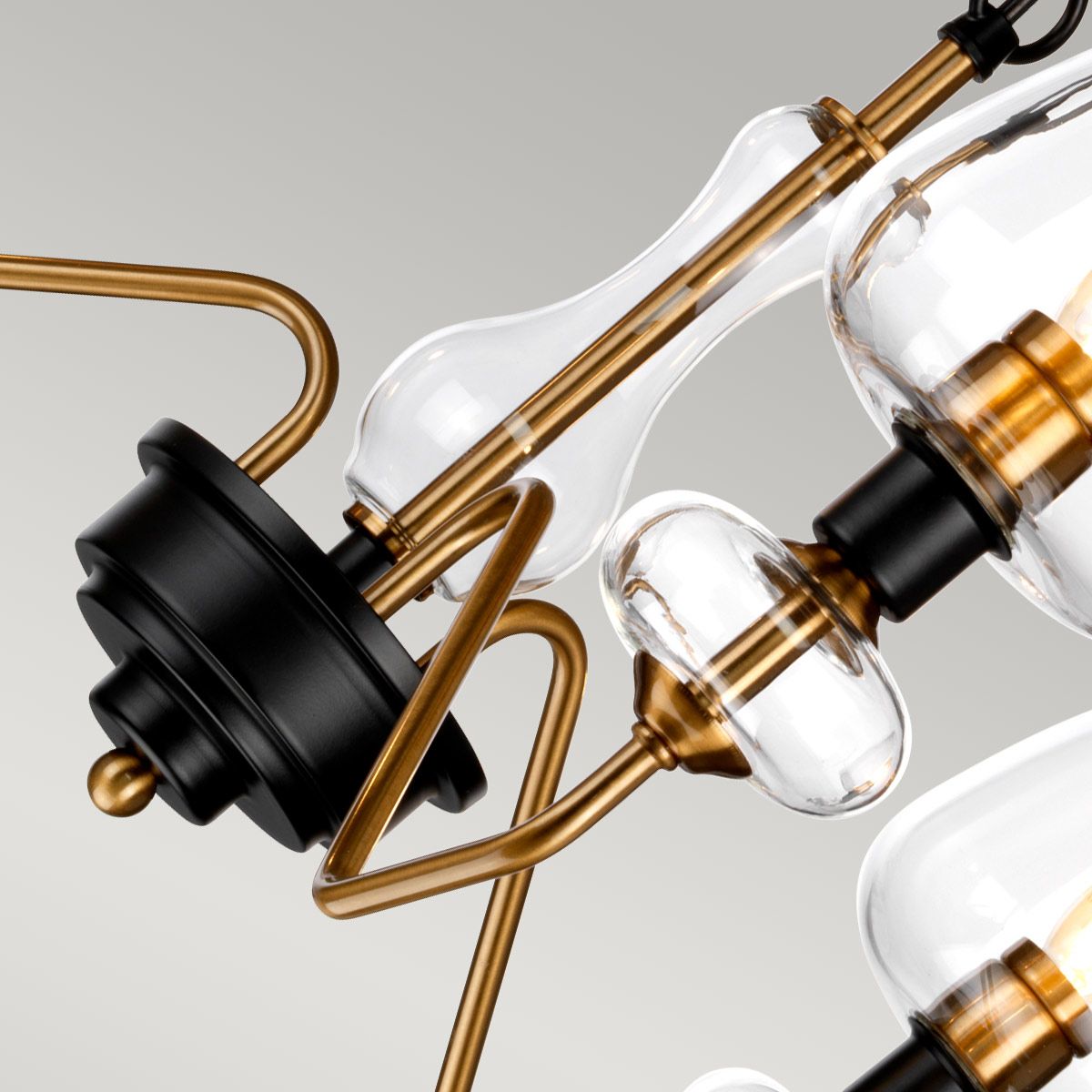 Mid-Century Modern Aged Brass Triple Pendant Light