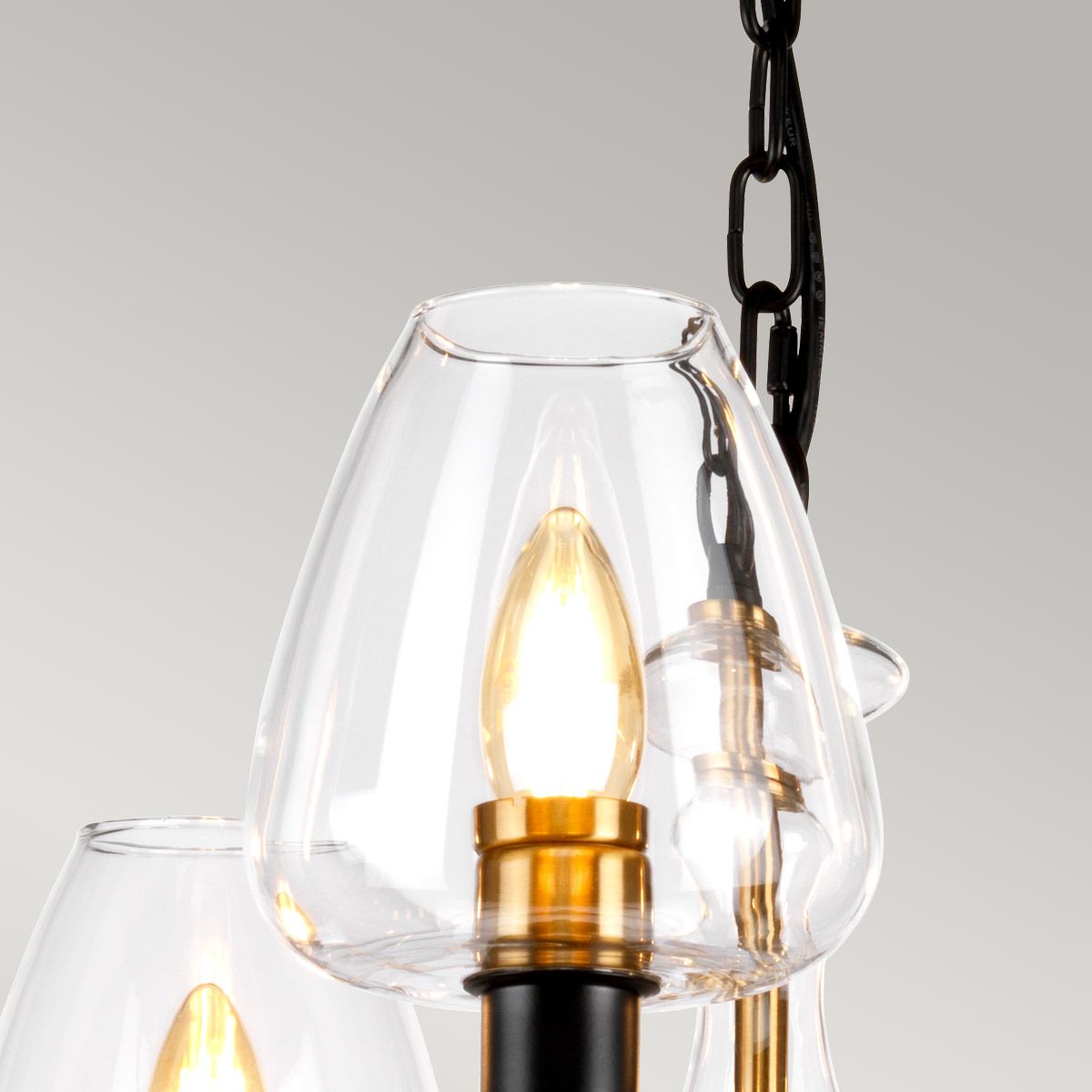 Armand 5-Light Chandelier in Aged Brass and Charcoal Black