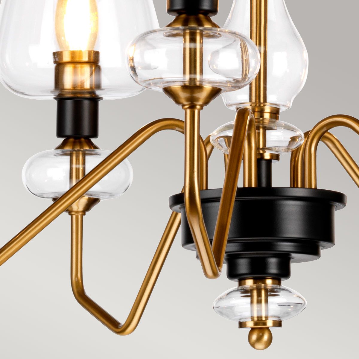 Armand 5-Light Chandelier in Aged Brass and Charcoal Black