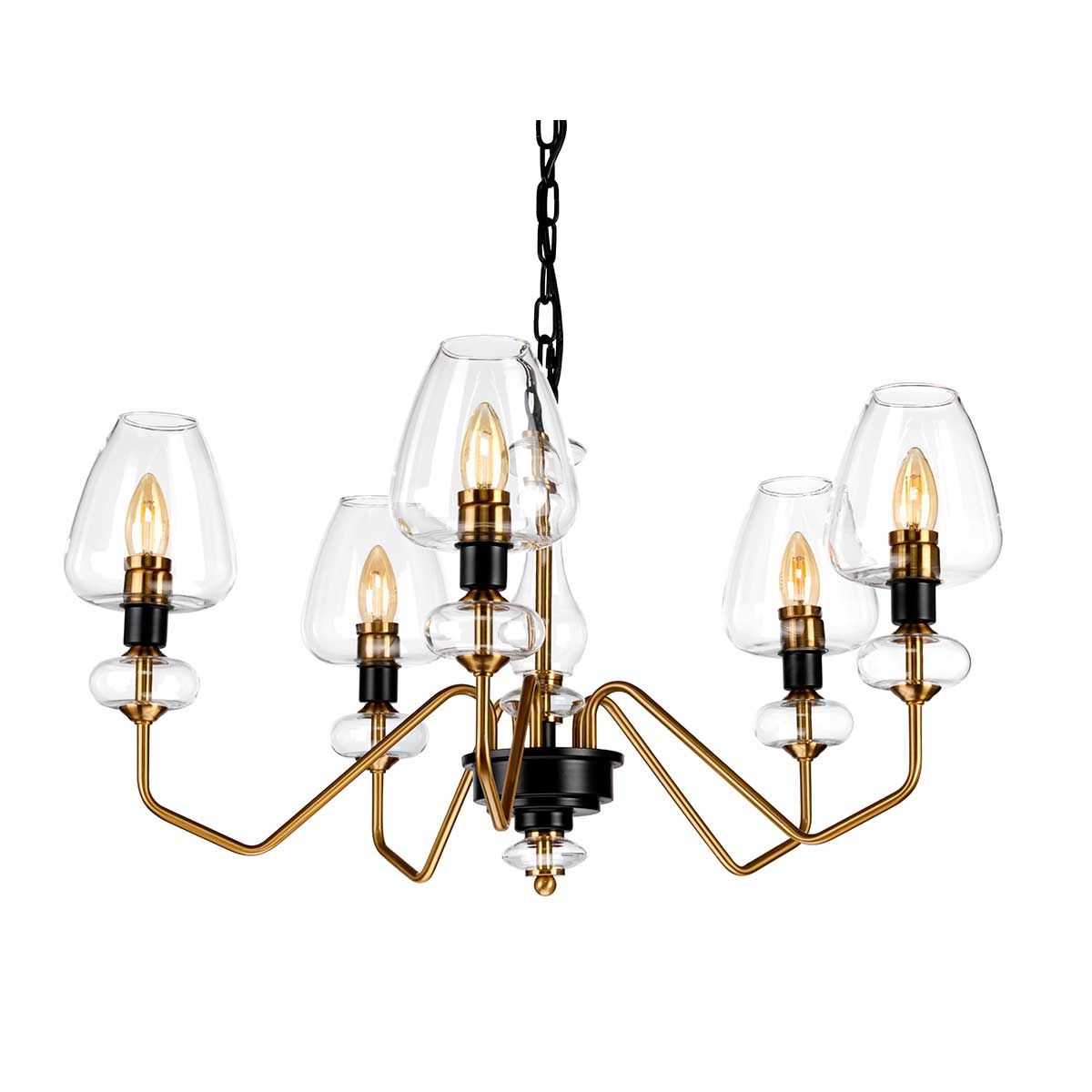 Armand 5-Light Chandelier in Aged Brass and Charcoal Black