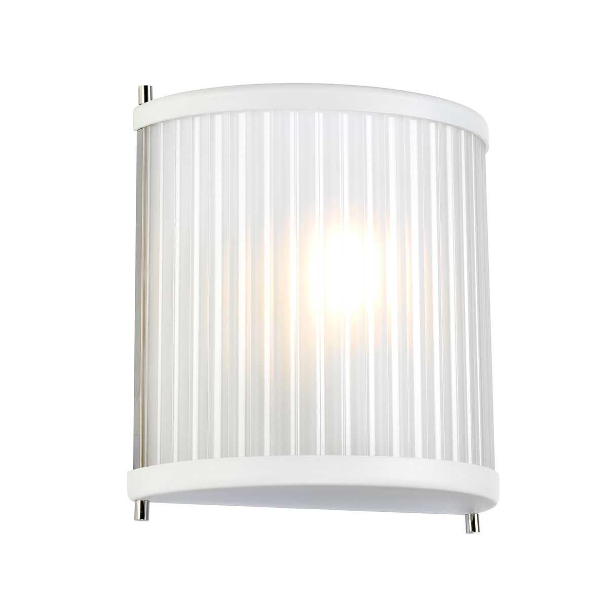 Corona 1 Light Wall Sconce - White Satin & Polished Nickel