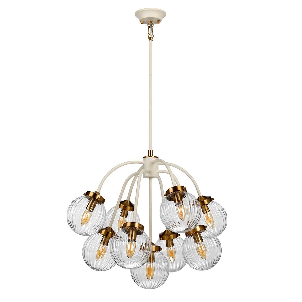 Cosmos Retro-Chic 9-Light Pendant in Cream and Brass