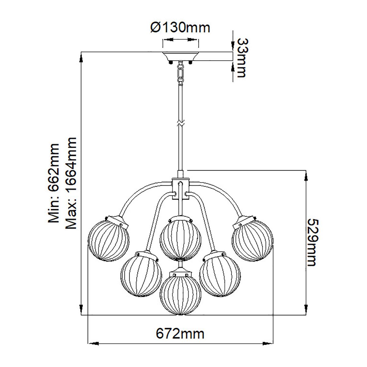 Cosmos Retro-Chic 9-Light Pendant in Cream and Brass