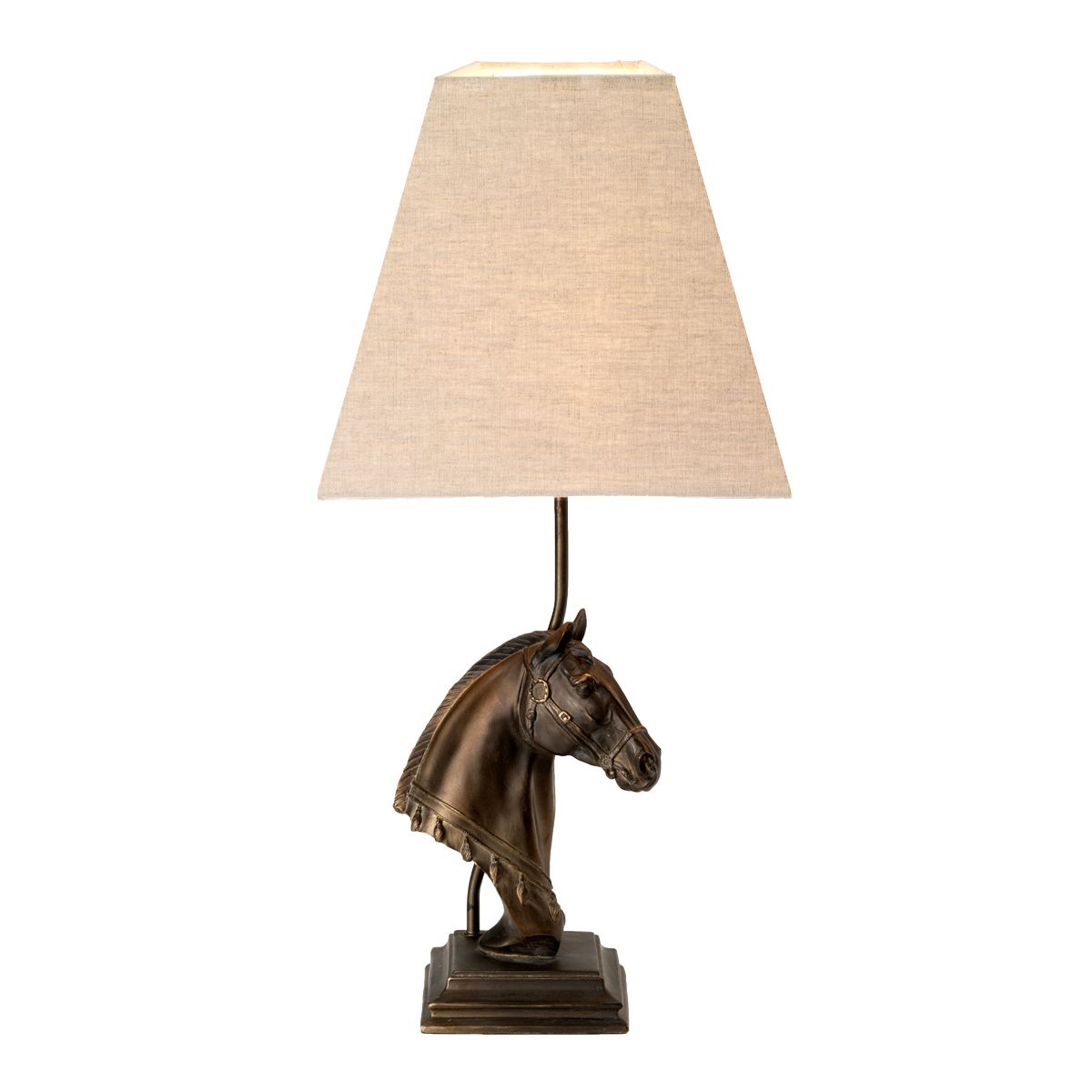 Eclipse 1 Light Table Lamp with Tapered Square Shade Bronze Patina