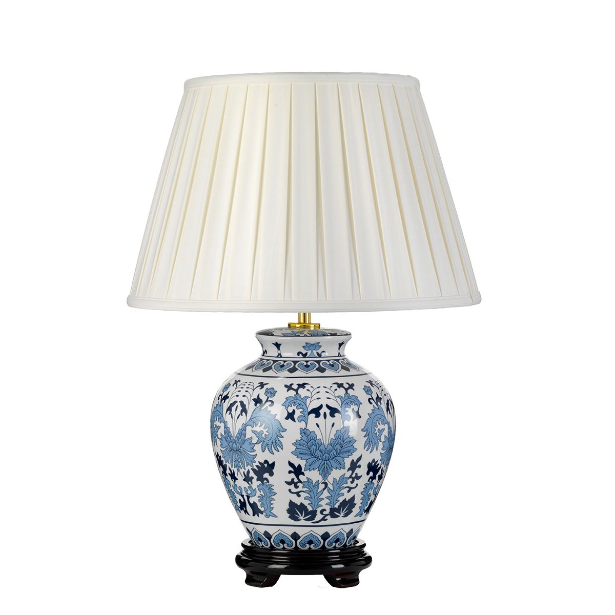 Linyi 1 Light Table Lamp with Tall Empire Shade Blue and White