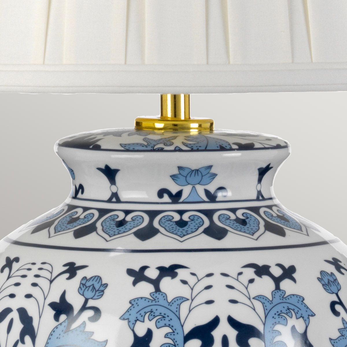 Linyi 1 Light Table Lamp with Tall Empire Shade Blue and White