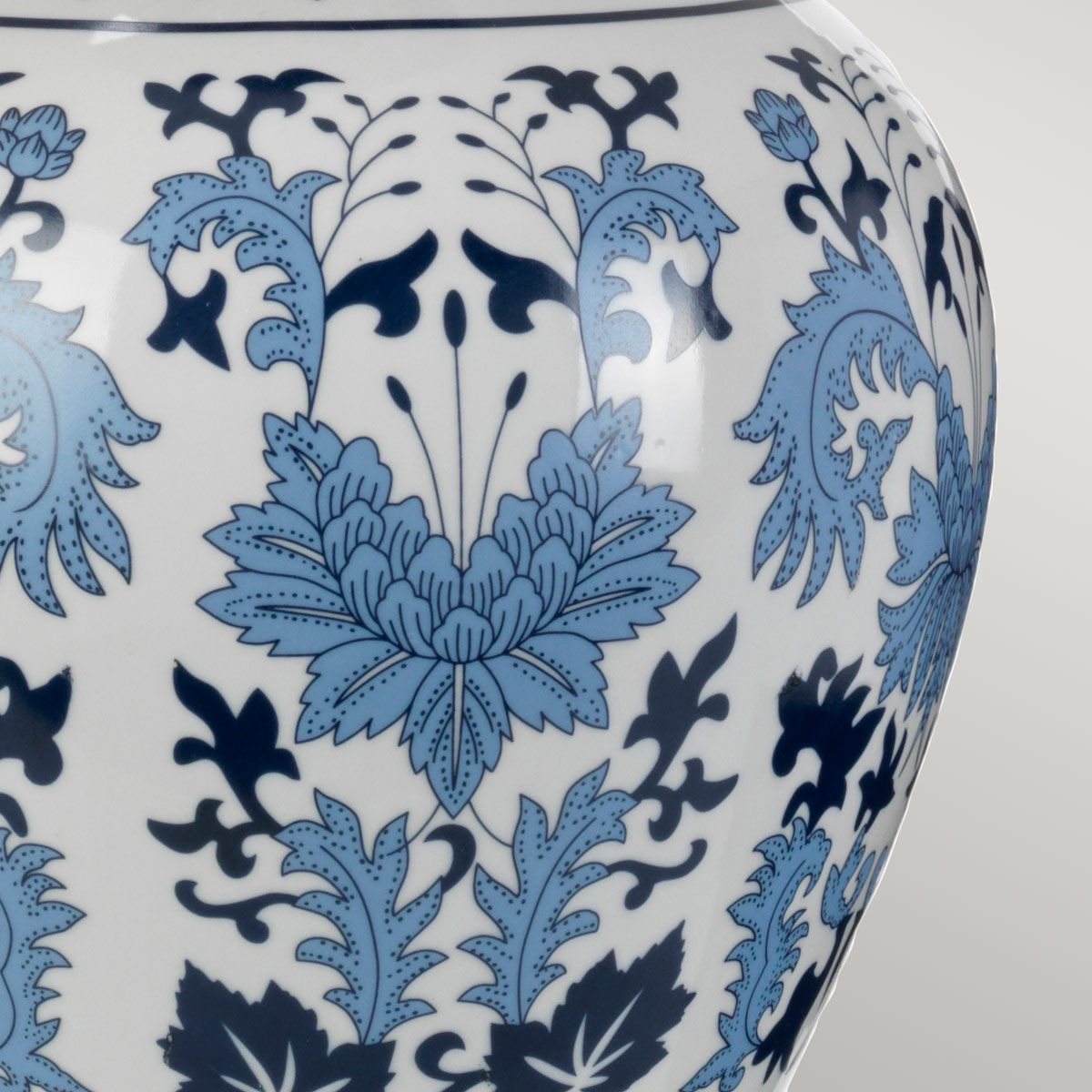 Linyi 1 Light Table Lamp with Tall Empire Shade Blue and White