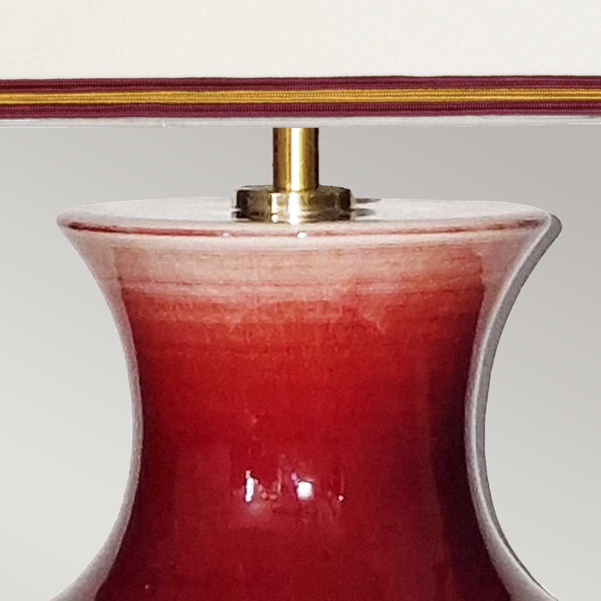 Majin Oxblood Red Jar 1 Light Table Lamp with Polycotton shade Oxblood