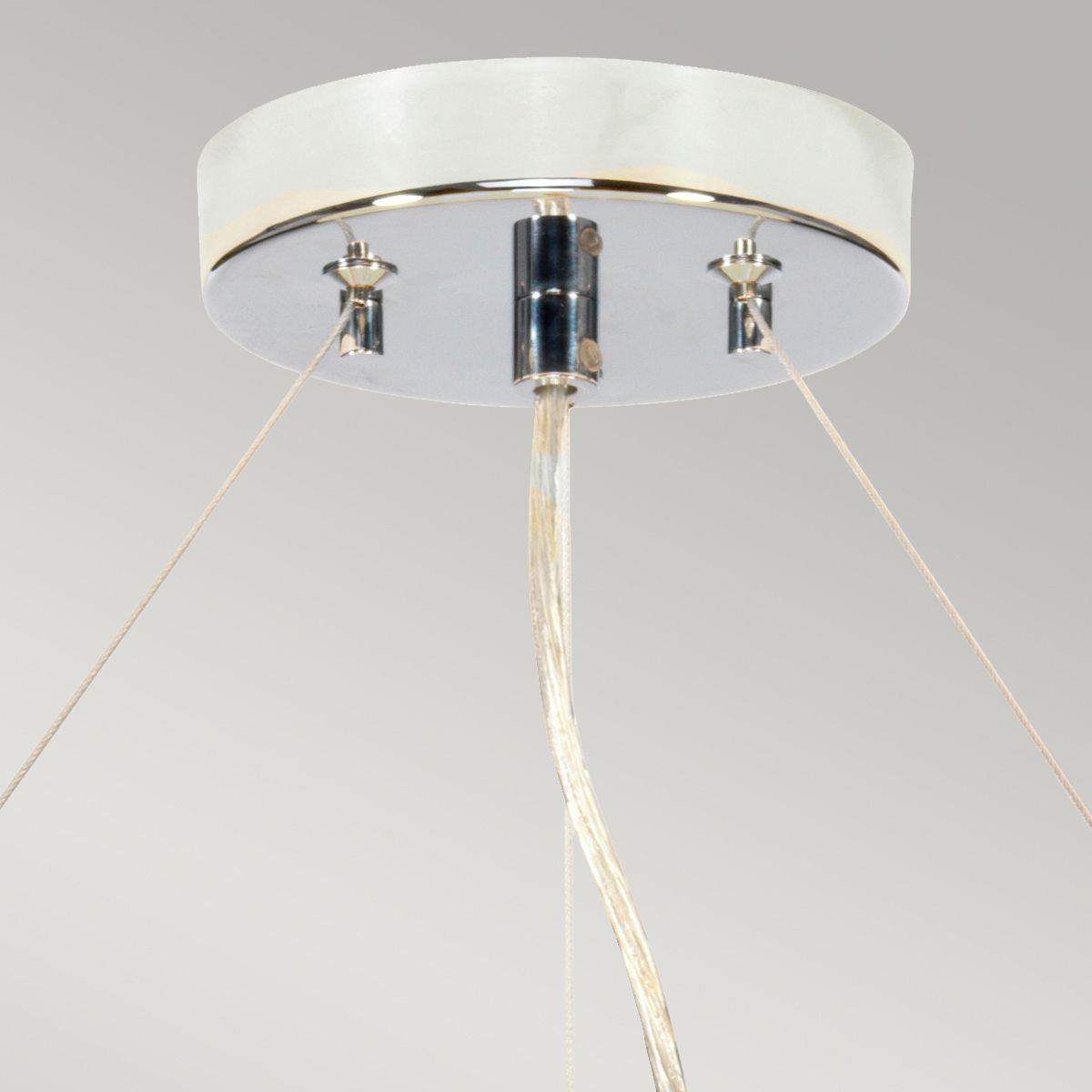 Pearce 22" Pendant with Polished Chrome Ceiling Pan Polished Chrome, Ivory Shade