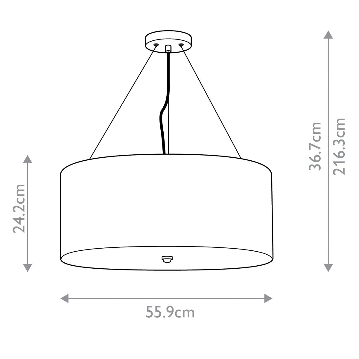 Pearce 22" Pendant with Polished Chrome Ceiling Pan Polished Chrome, Ivory Shade