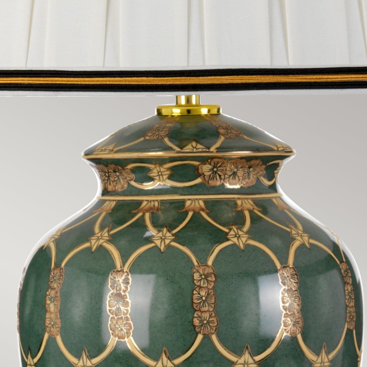 Sashi 1 Light Table Lamp With Tall Empire Shade Green with Gold and Brown