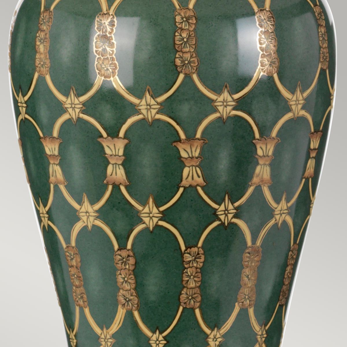 Sashi 1 Light Table Lamp With Tall Empire Shade Green with Gold and Brown