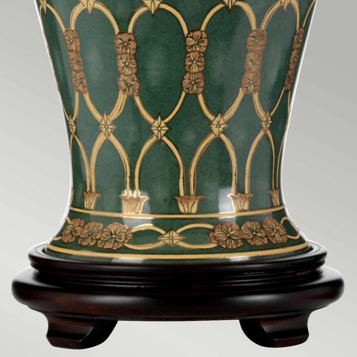 Sashi 1 Light Table Lamp With Tall Empire Shade Green with Gold and Brown