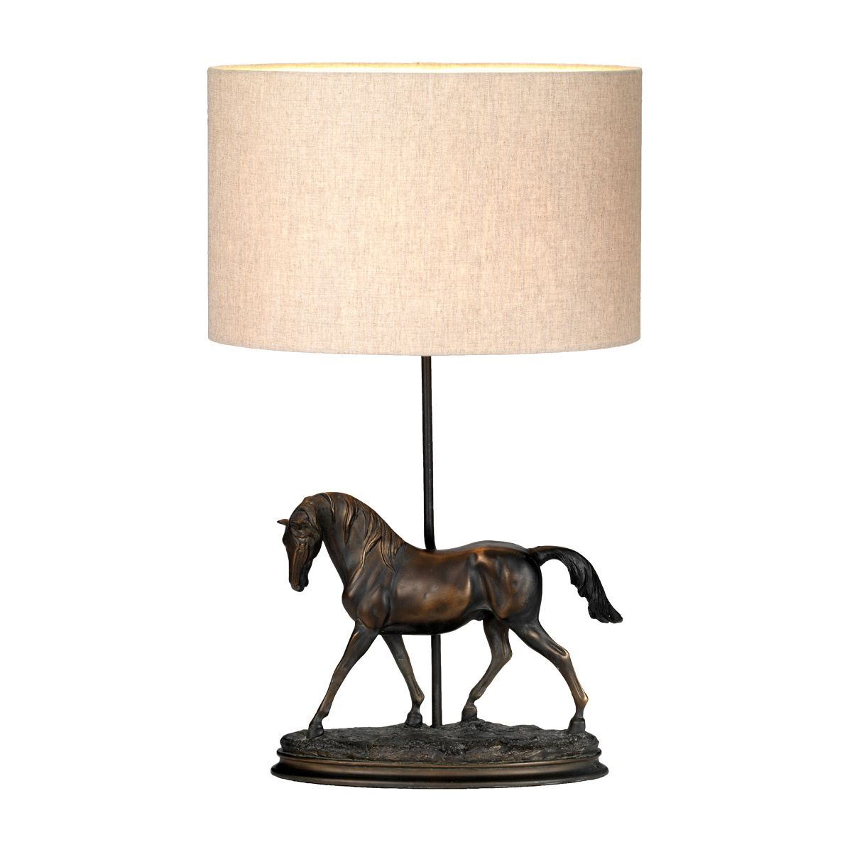 Spirit 1 Light Table Lamp with Oval Shade Bronze Patina
