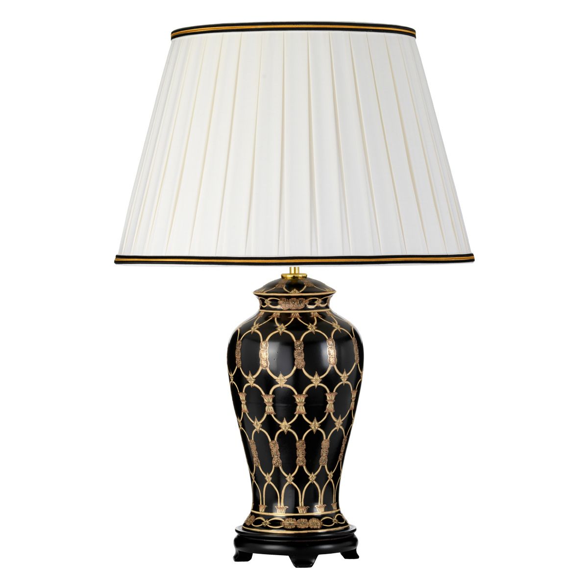 Taipei 1 Light Table Lamp with Tall Empire Shade Black and Gold