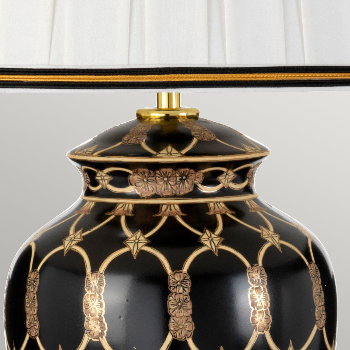 Taipei 1 Light Table Lamp with Tall Empire Shade Black and Gold