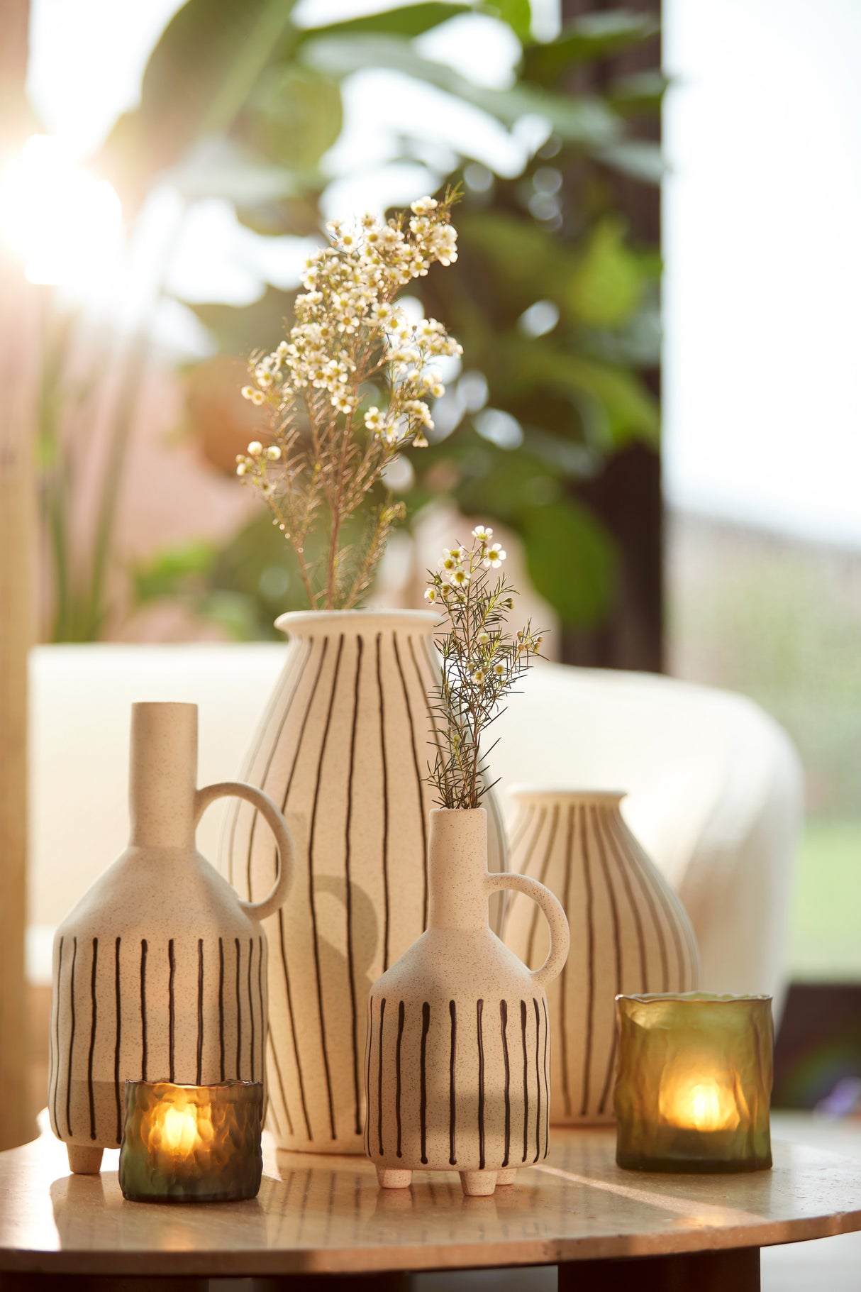 Elegant Ceramic Vase in Matte Cream and Black, 18.5x16.5x35.5 cm by Jonai