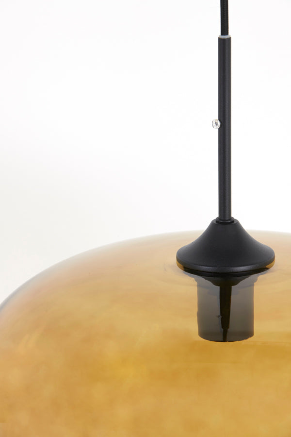 Elegant 10-Light Pendant Lamp with Brown Glass and Matte Black Frame (120x60x110 cm)