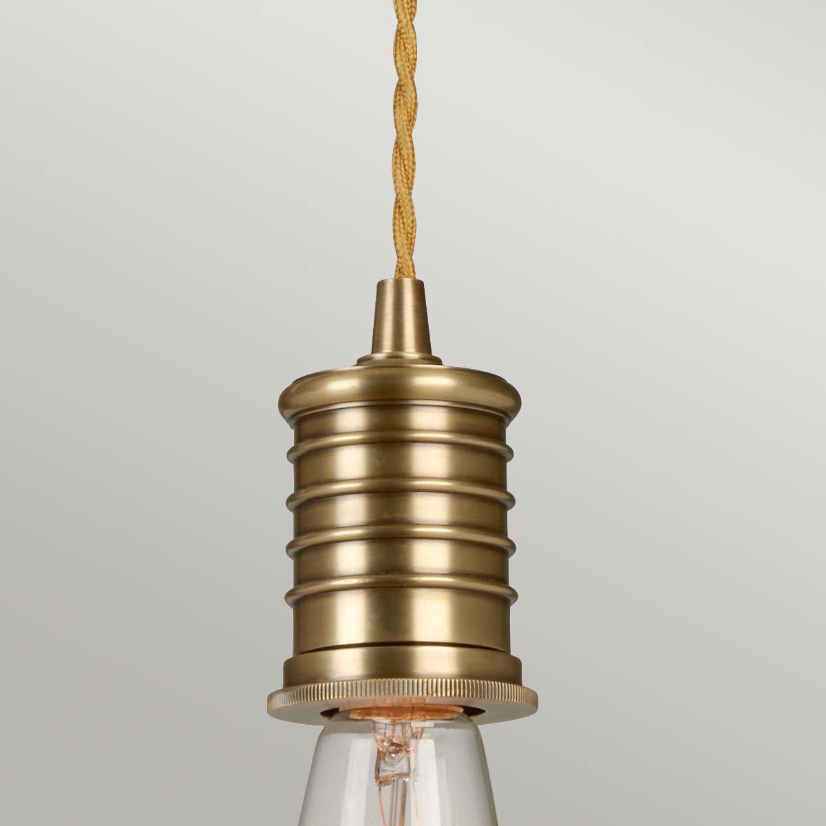Aged Brass Vintage Pendant Light - Single Bulb Fixture