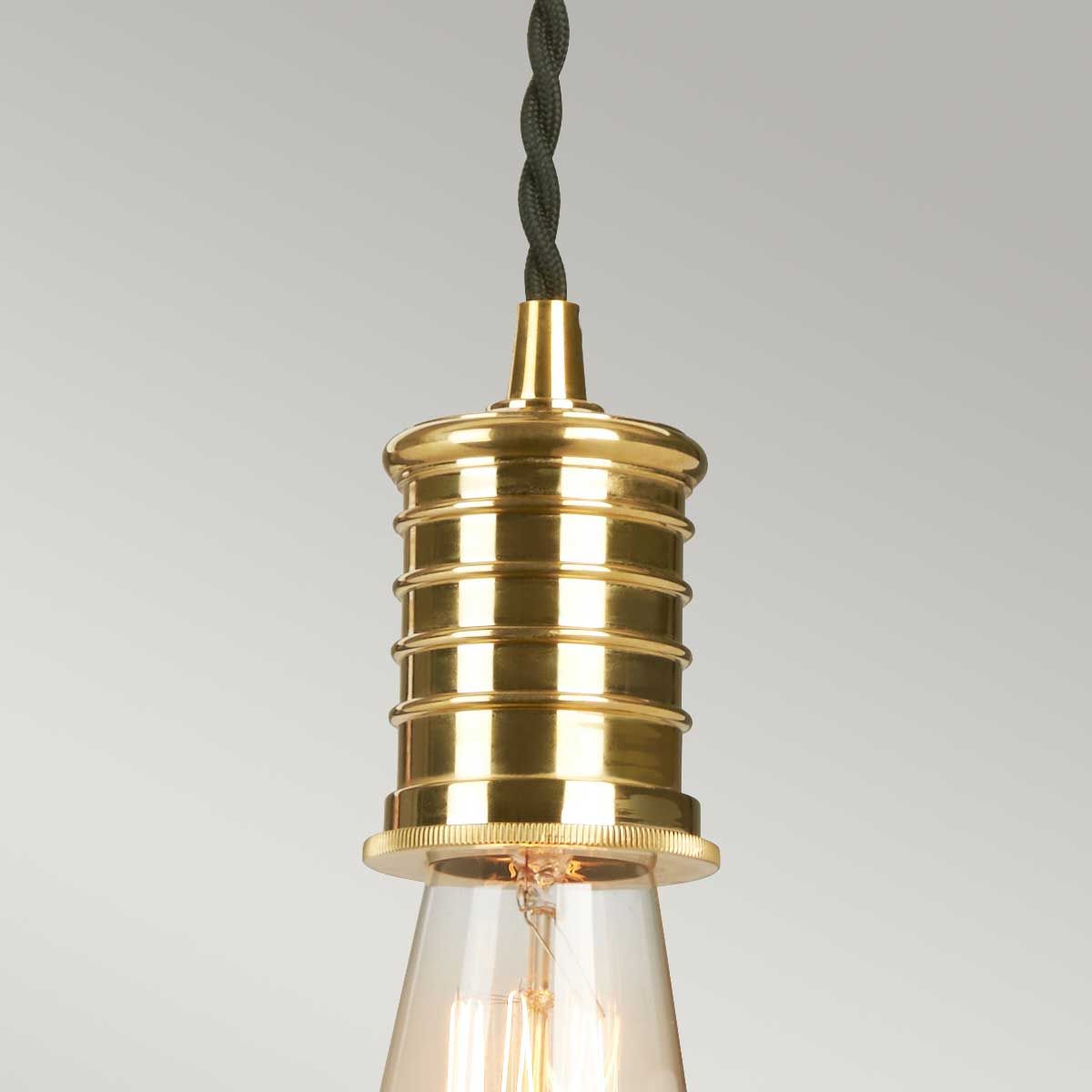 Vintage Black and Polished Brass Pendant Lamp Holder
