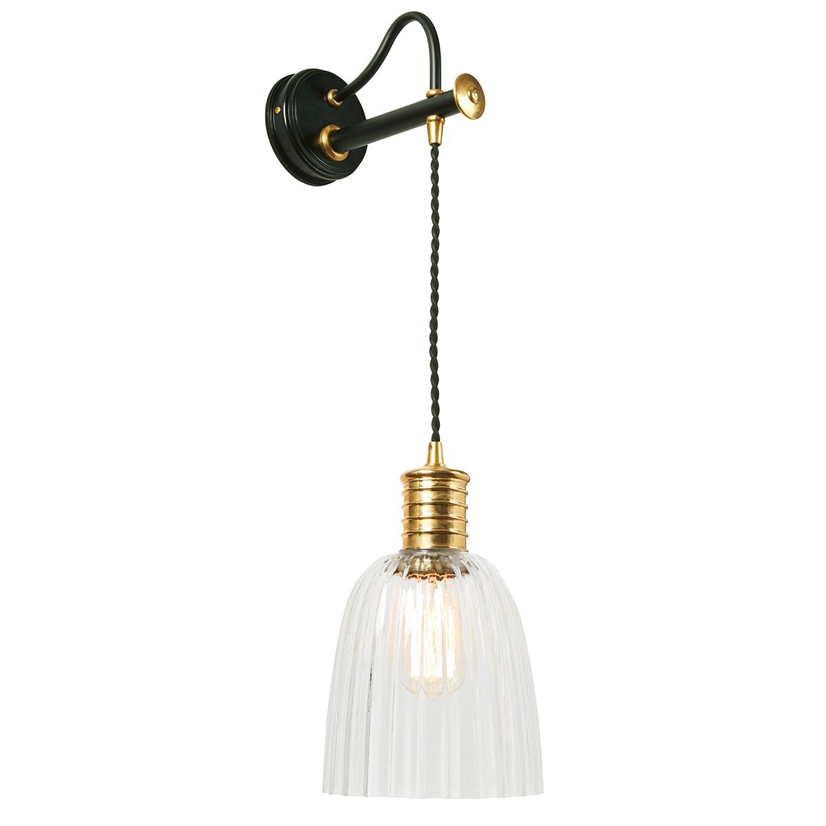Douille Vintage-Style Wall Light in Black and Polished Brass Finish