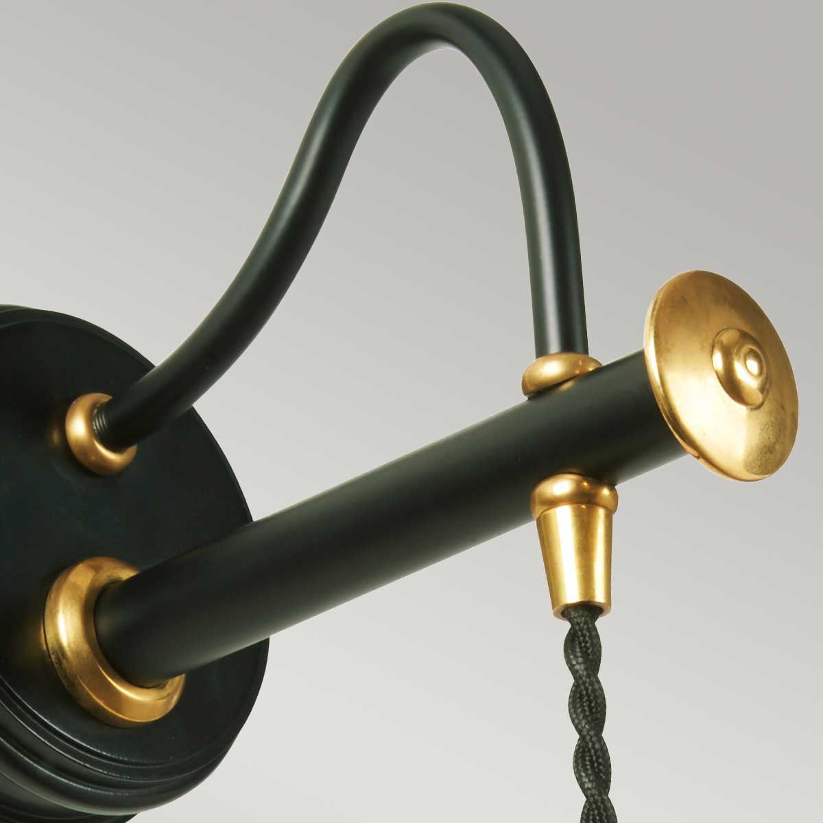 Douille Vintage-Style Wall Light in Black and Polished Brass Finish