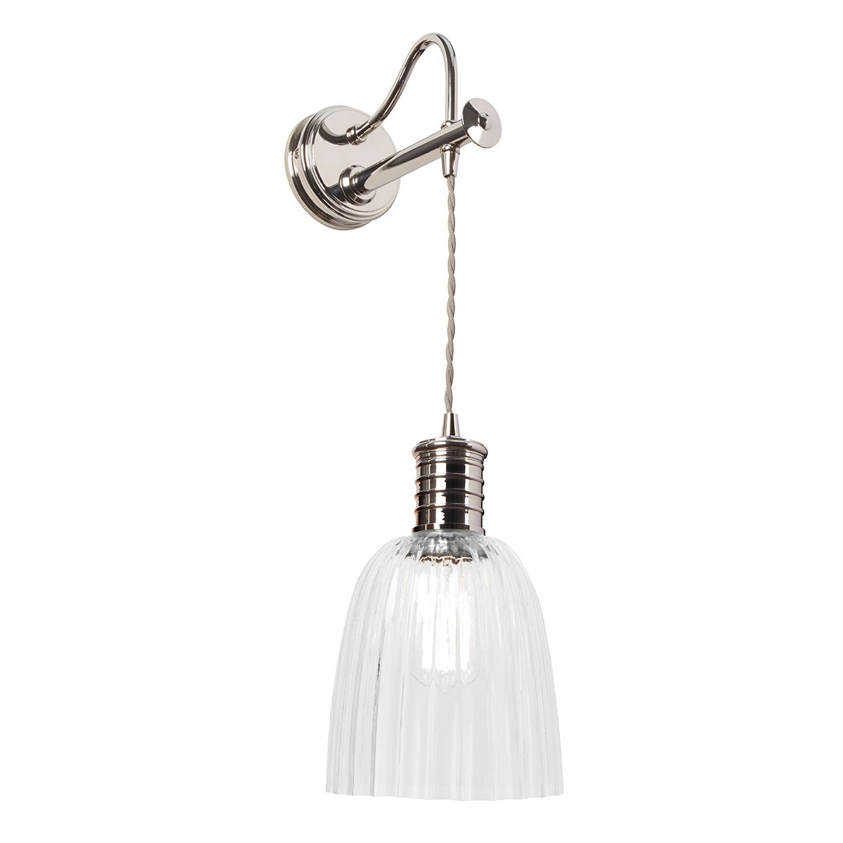 Sophisticated Polished Nickel Brass Wall Light Fixture