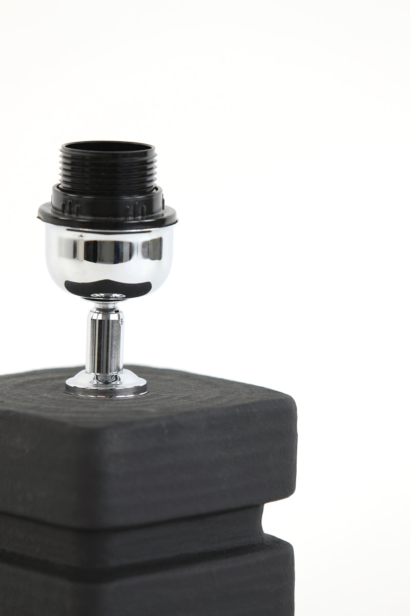 Sleek Black Ceramic Lamp Base, 12.5x12.5x24.5 cm
