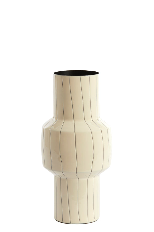 Elegant Senuma Glazed Vase - White & Black 33cm