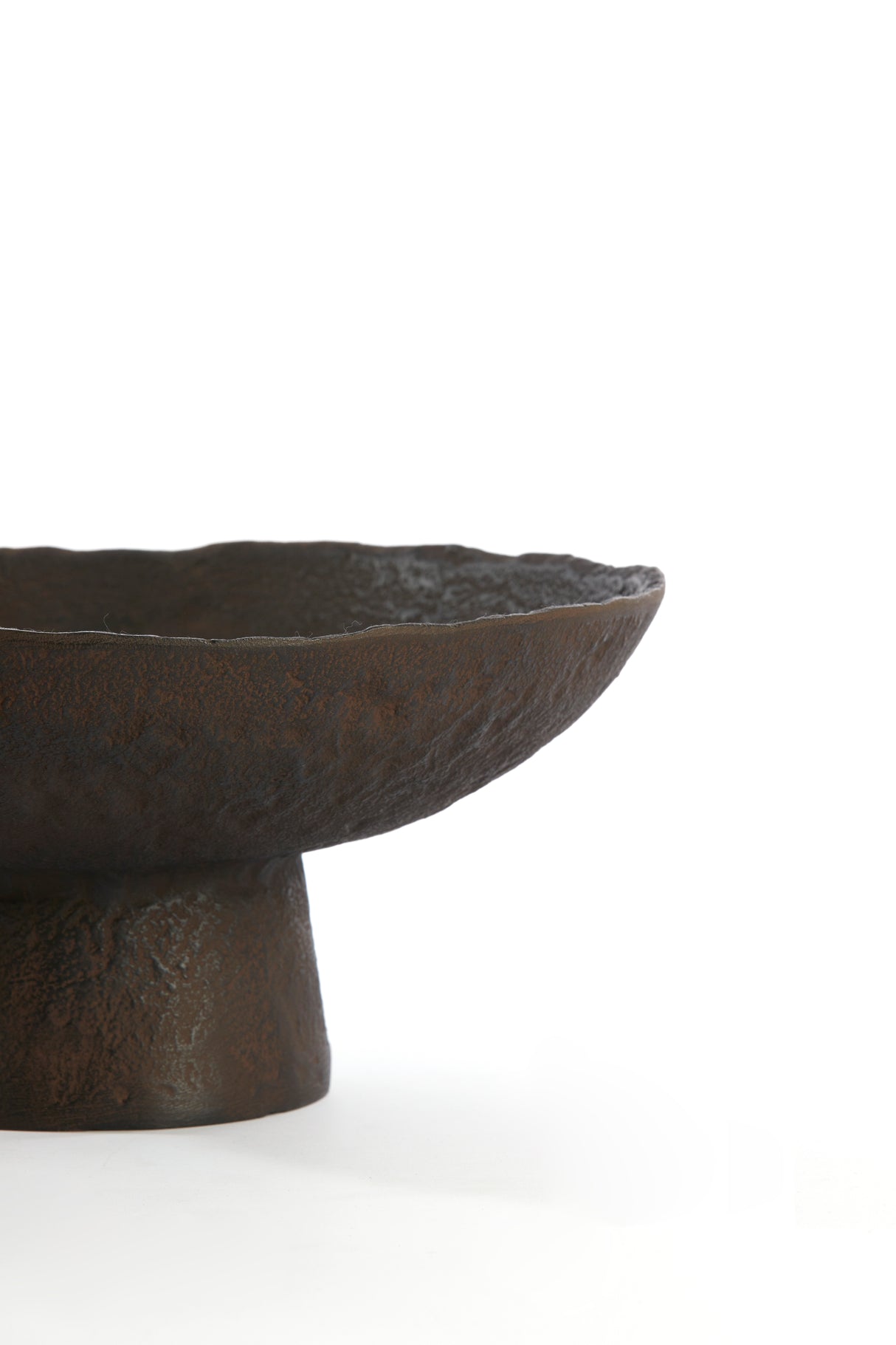 Rustic Elegance: 31cm Dark Brown Ota Dish with Base