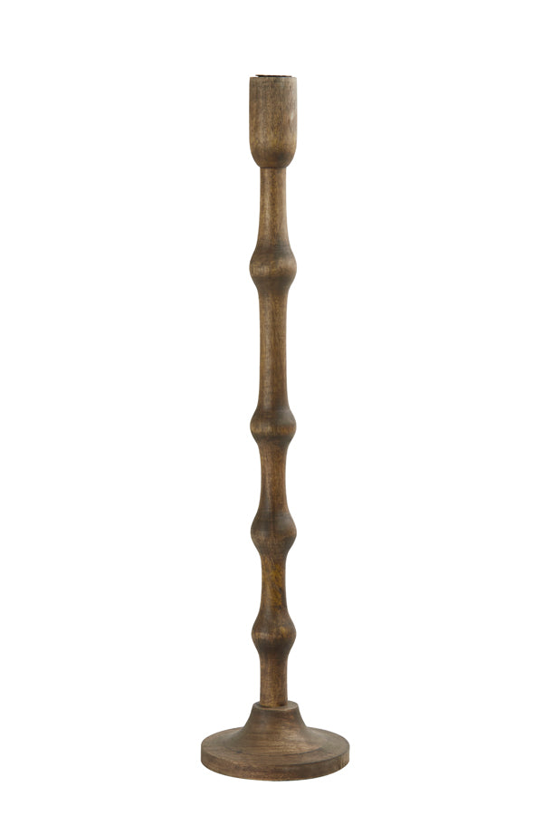 Elegant Tall Wooden Candle Holder - Dark Brown Finish, 13x60 cm