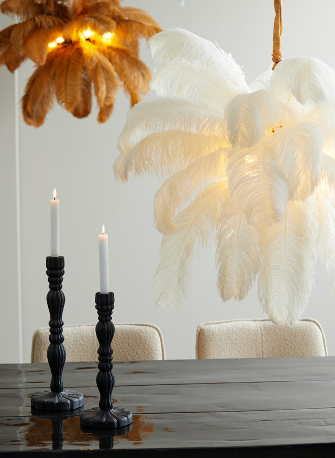 Feathered Elegance Light Fixture - 80cm Gold and White E14 Pendant