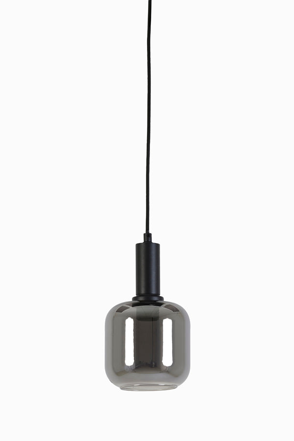 Modern Pendant Light with Black and Smoked Glass Design (Ø21x37 cm)