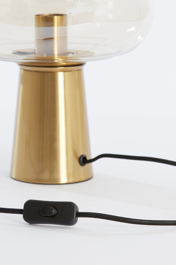 Artisan Amber Mist Glass Table Lamp with Gold Accents