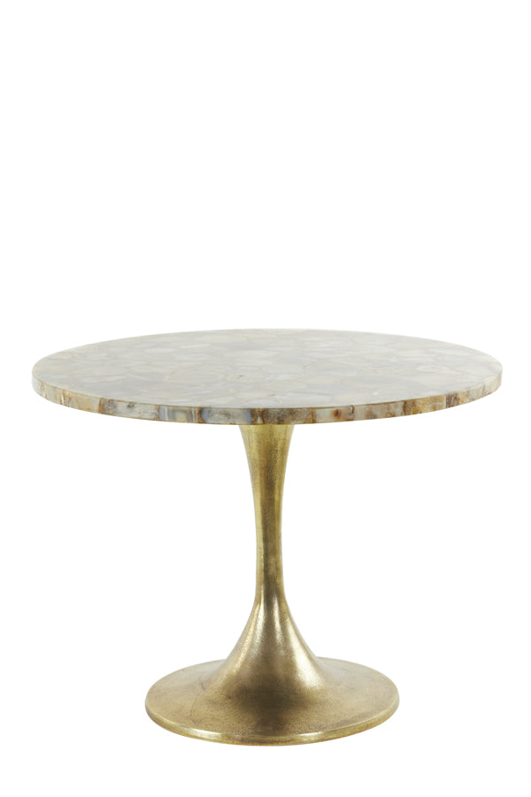 Yellow Agate and Antique Bronze Side Table, 61cm x 41cm