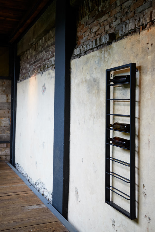 Sleek Black Macaben 8-Bottle Wine Rack, 42x6x120 cm