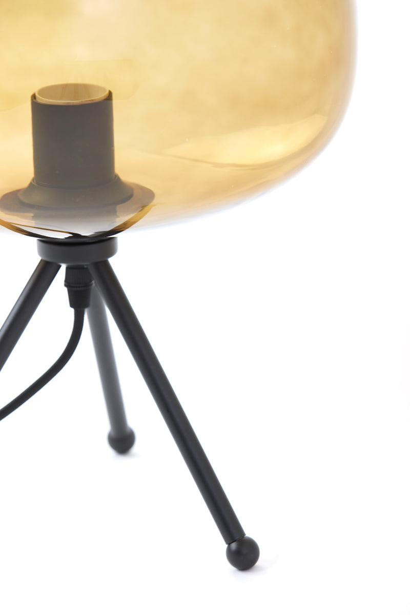 Elegant Mayson Glass Table Lamp in Warm Amber Hue and Matte Black Finish