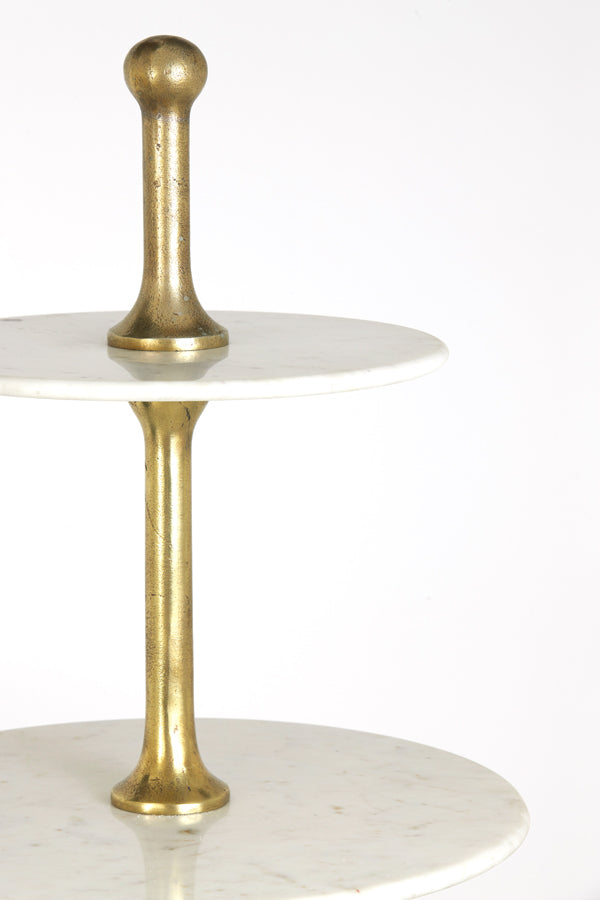 5-Tier Display Tower Ø79x175 cm in White Vermentino Marble