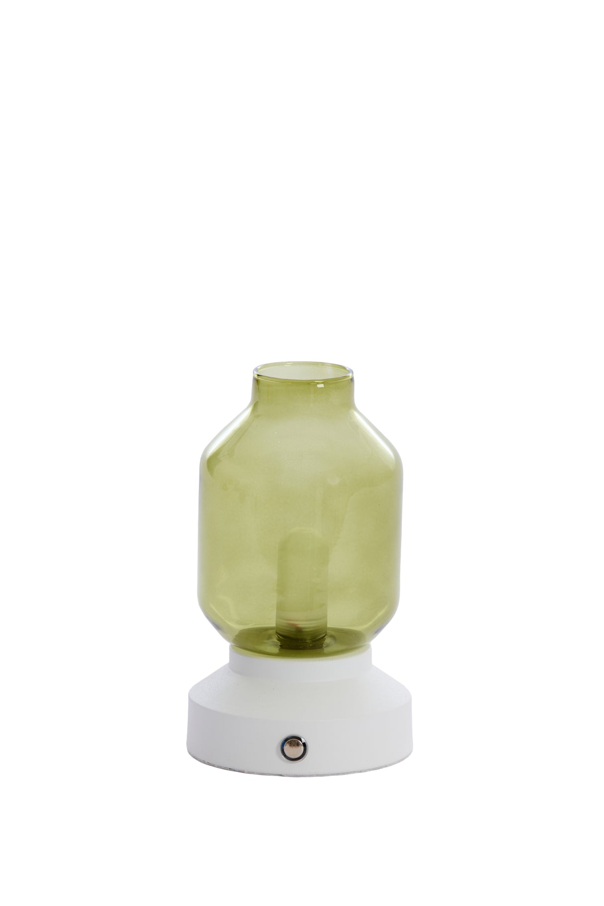 Elegant Merey Glass LED Table Lamp - Green & Cream, 11x19 cm