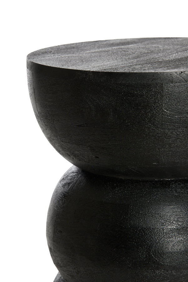Round Black Azalio Wood Side Table 35x45 cm