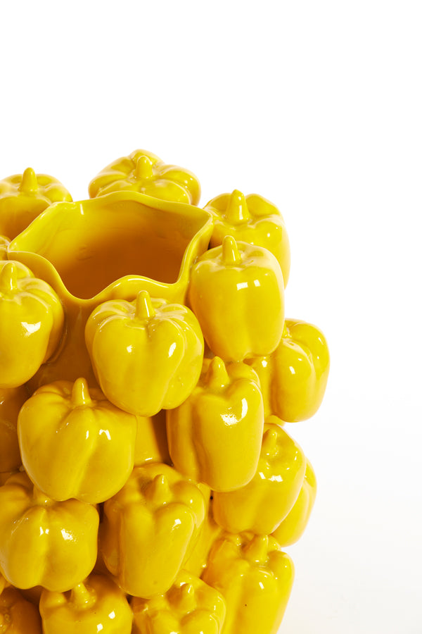 Vibrant Yellow Ceramic Vase 23.5x23x32.5 cm - Bellpepper Design