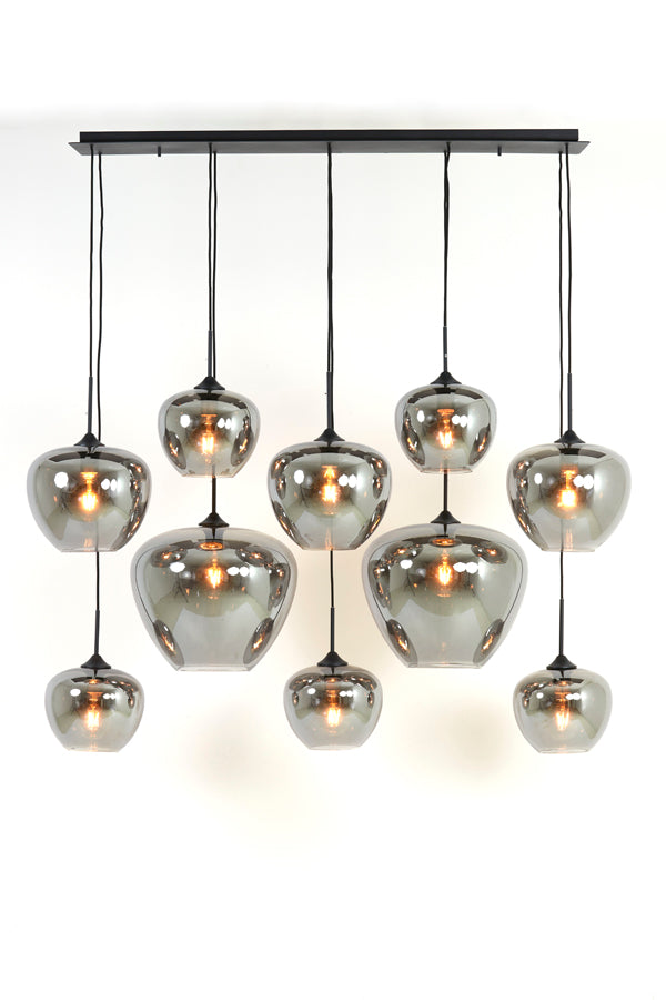 Elegant Mayson Chandelier 10-Light - Smoked Glass & Matte Black, 120x60x110 cm