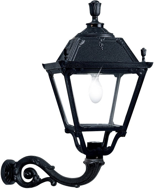 Elia Adam 60W E27 HighPower LED 3000K, Classic Wall Lantern, Black/Clear