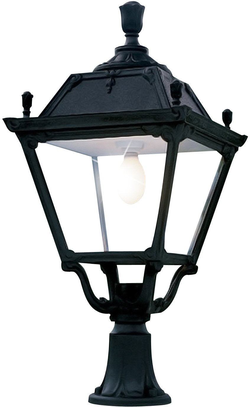 Elia Lot 50W E27 HighPower LED 4000K, Classic Pedestal Lantern, Black/Clear
