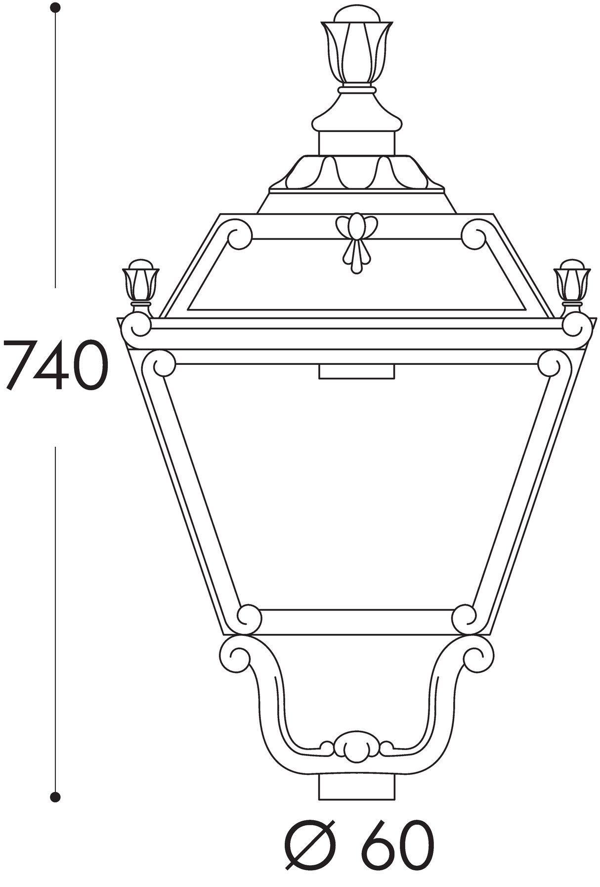 Elia 50W E27 HighPower LED 3000K, Classic Lantern Head, Black/Clear