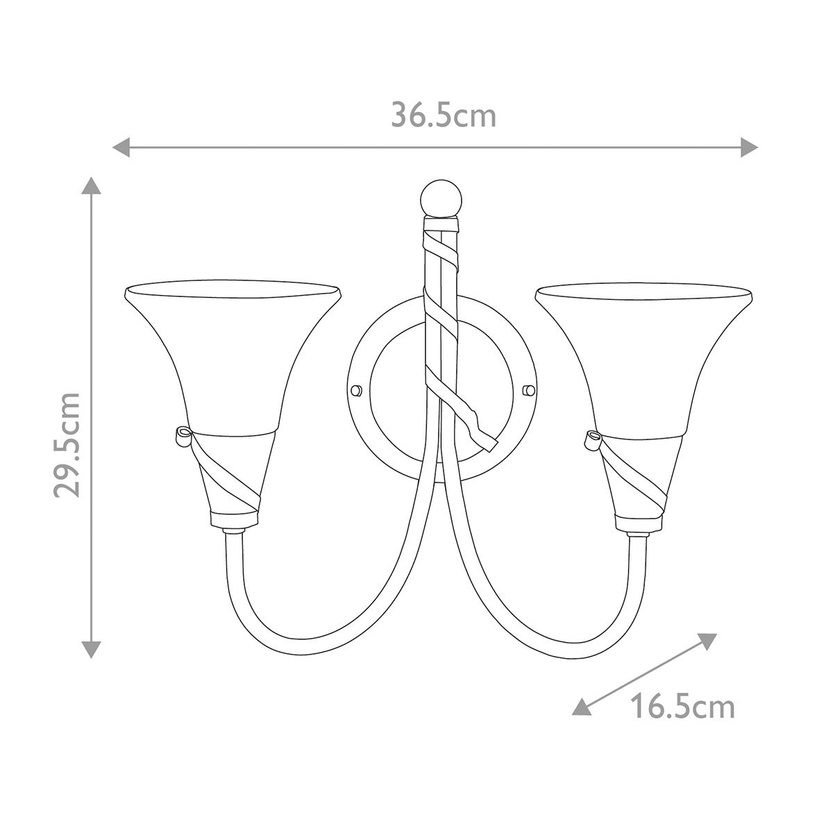 Emily Twin-Light Wall Fixture in Copper Patina