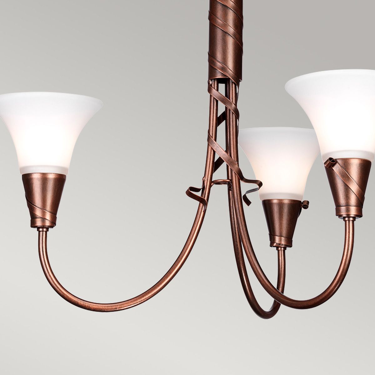 Elegant Copper Patina 3-Light Chandelier with Ribbon Design