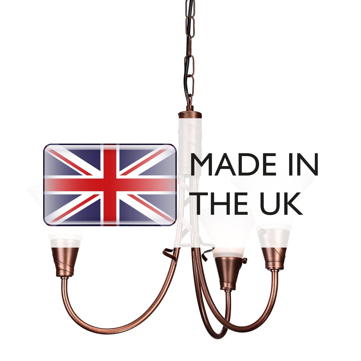 Elegant Copper Patina 3-Light Chandelier with Ribbon Design