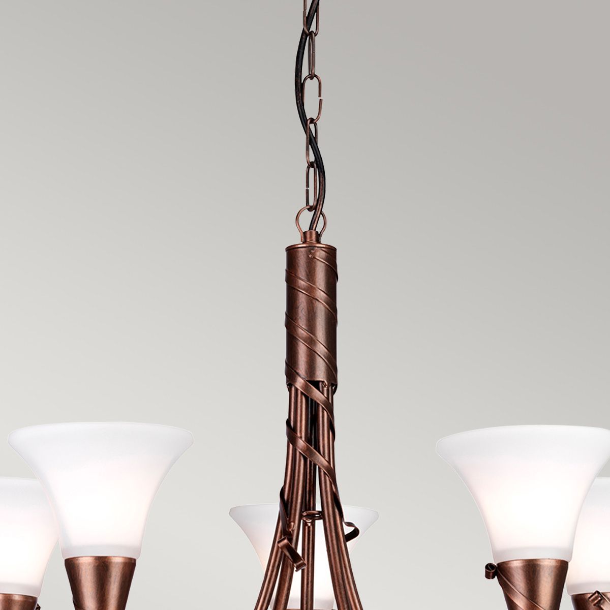 Emily 5-Light Copper Patina Ribbon Chandelier